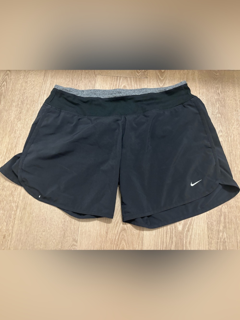 Nike Black Women's Athletic Shorts with Gray Waistband